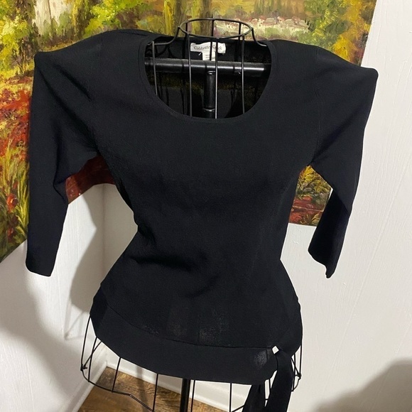 Colwater Creek size XS black ribbed with tie waist comfy soft casual - Picture 1 of 6